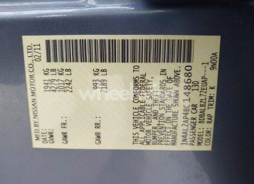 Photo 9 of 2011 Nissan Altima 2.5 S (VIN 1N4AL2AP4BC148680)