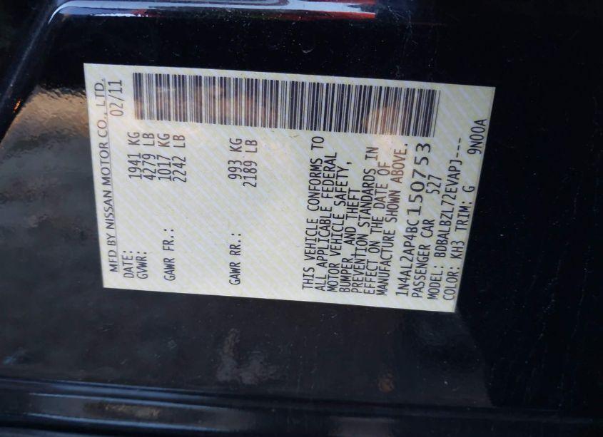 Photo 9 of 2011 Nissan Altima 2.5 S (VIN 1N4AL2AP4BC150753)