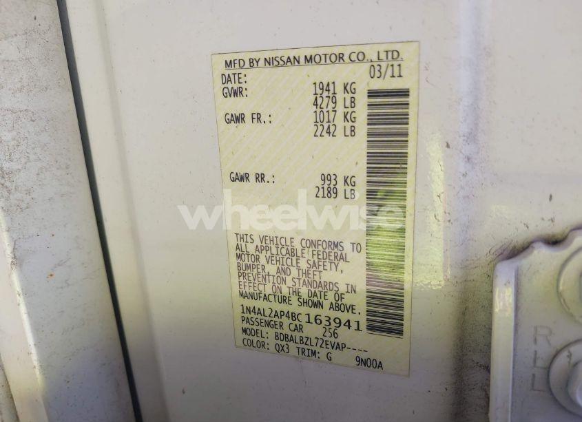 Photo 9 of 2011 Nissan Altima 2.5 S (VIN 1N4AL2AP4BC163941)