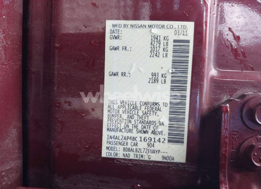 Photo 9 of 2011 Nissan Altima 2.5 S (VIN 1N4AL2AP4BC169142)