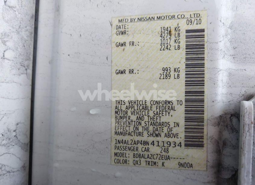 Photo 9 of 2011 Nissan Altima 2.5 (VIN 1N4AL2AP4BN411934)