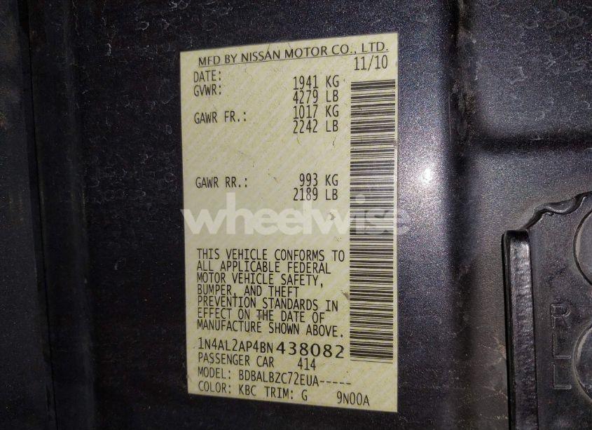 Photo 9 of 2011 Nissan Altima 2.5 S (VIN 1N4AL2AP4BN438082)