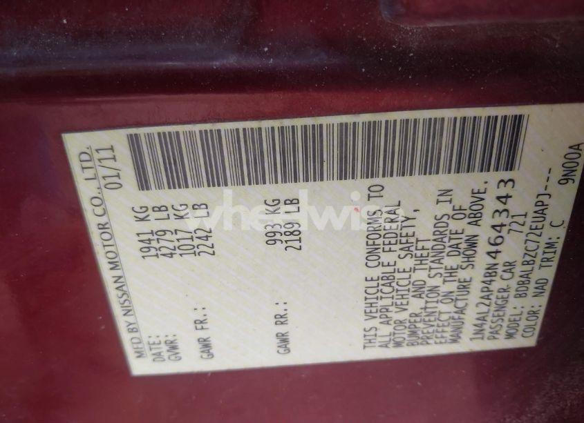 Photo 9 of 2011 Nissan Altima 2.5 S (VIN 1N4AL2AP4BN464343)