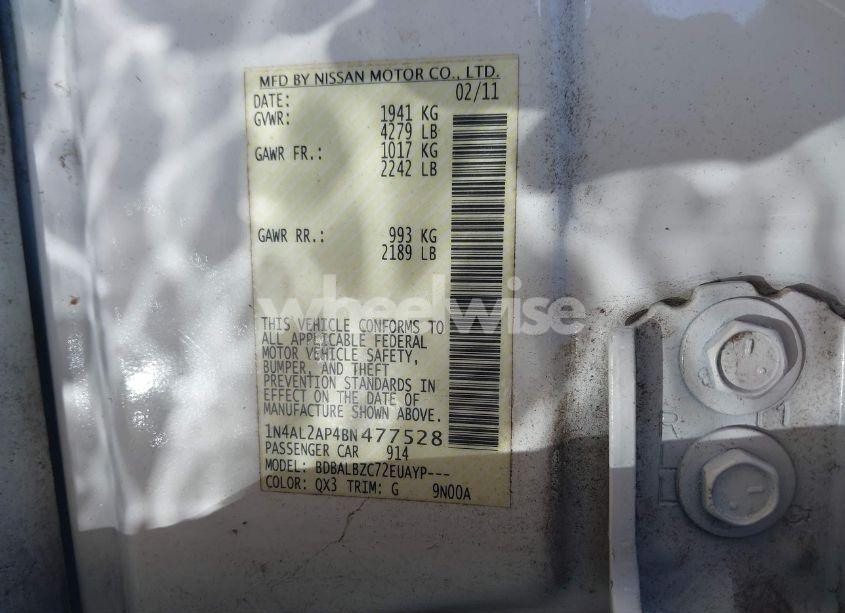 Photo 9 of 2011 Nissan Altima 2.5 S (VIN 1N4AL2AP4BN477528)