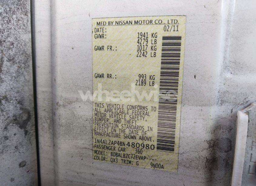 Photo 9 of 2011 Nissan Altima 2.5 S (VIN 1N4AL2AP4BN480980)