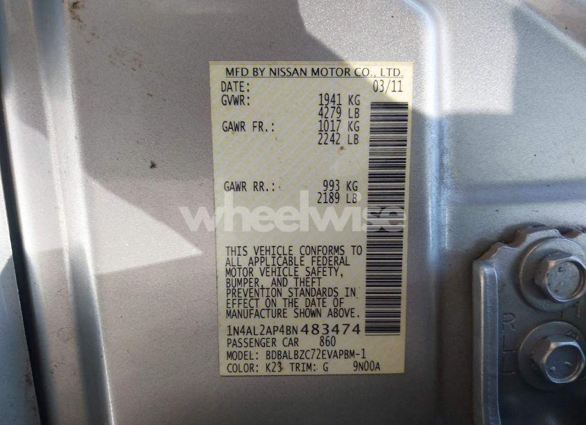 Photo 9 of 2011 Nissan Altima 2.5 S (VIN 1N4AL2AP4BN483474)