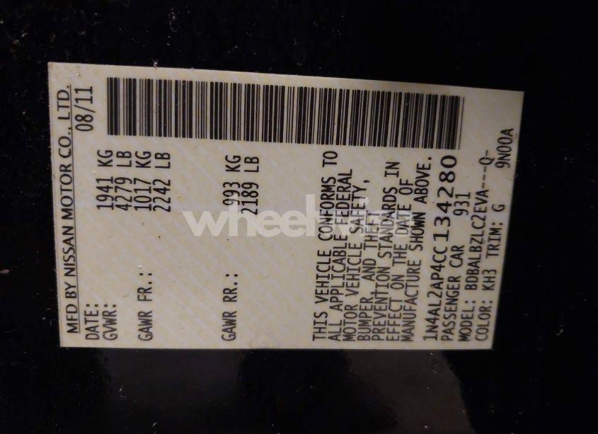 Photo 9 of 2012 Nissan Altima 2.5 S (VIN 1N4AL2AP4CC134280)