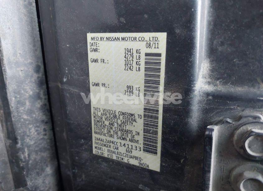 Photo 9 of 2012 Nissan Altima 2.5 SL (VIN 1N4AL2AP4CC141133)