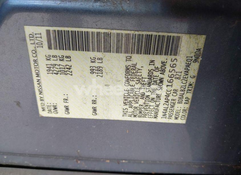 Photo 9 of 2012 Nissan Altima 2.5 S (VIN 1N4AL2AP4CC166565)