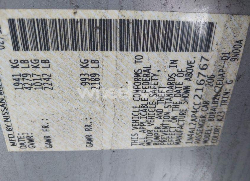 Photo 9 of 2012 Nissan Altima 2.5 S (VIN 1N4AL2AP4CC216767)