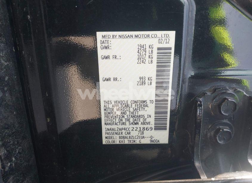 Photo 9 of 2012 Nissan Altima 2.5 S (VIN 1N4AL2AP4CC221869)