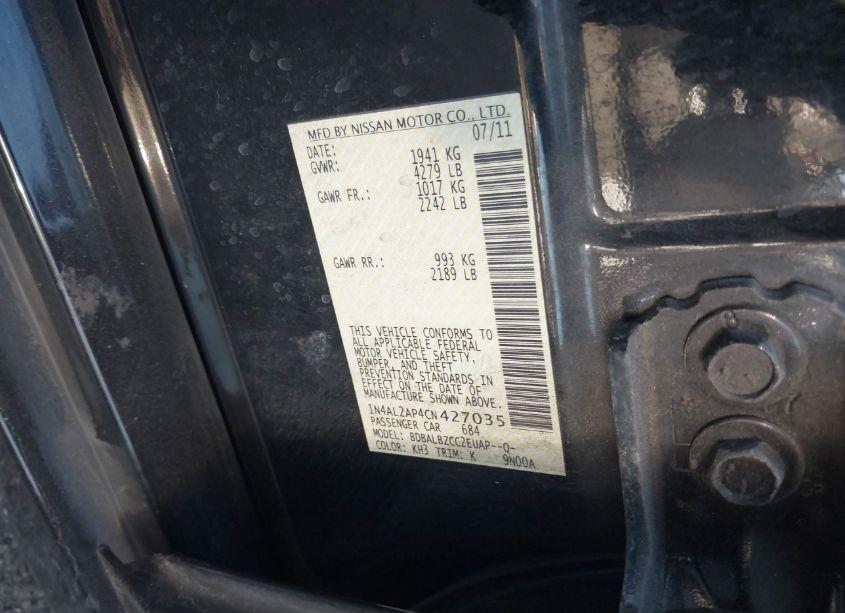 Photo 9 of 2012 Nissan Altima 2.5 S (VIN 1N4AL2AP4CN427035)