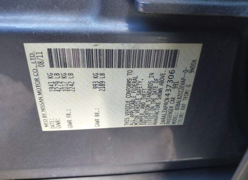 Photo 9 of 2012 Nissan Altima 2.5 S (VIN 1N4AL2AP4CN437306)