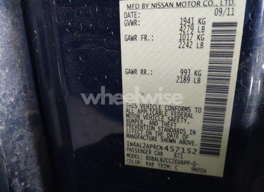 Photo 9 of 2012 Nissan Altima 2.5 S (VIN 1N4AL2AP4CN457152)