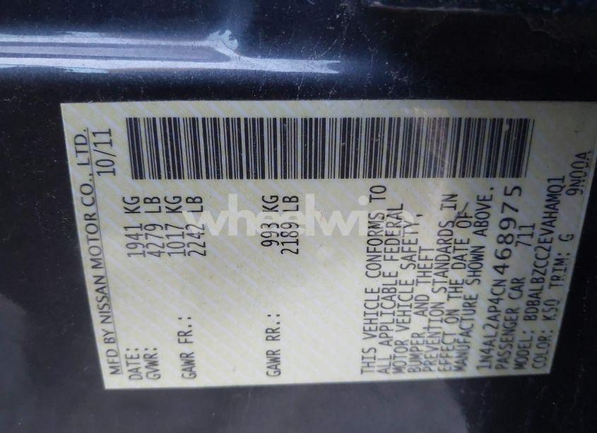 Photo 9 of 2012 Nissan Altima 2.5 S (VIN 1N4AL2AP4CN468975)