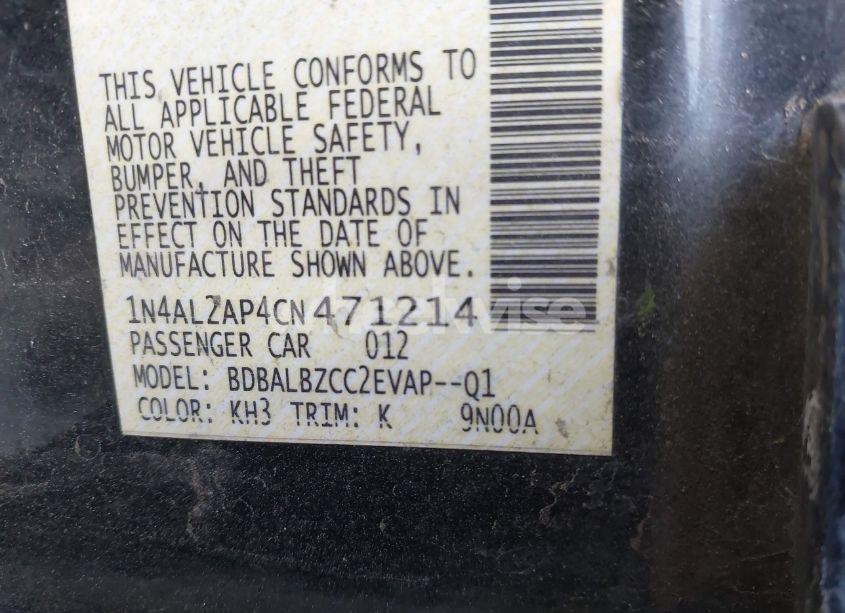 Photo 9 of 2012 Nissan Altima 2.5 S (VIN 1N4AL2AP4CN471214)