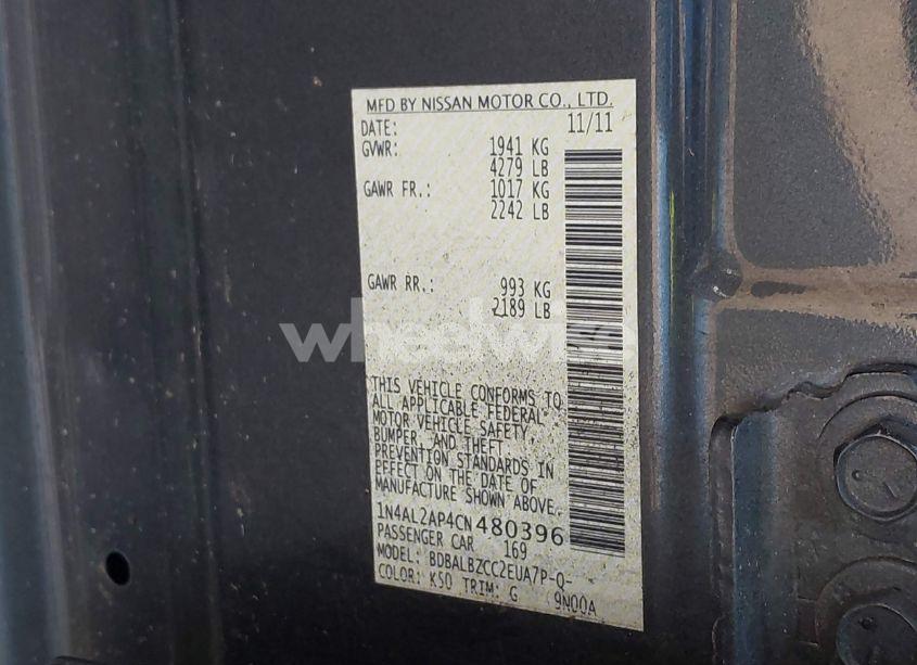 Photo 9 of 2012 Nissan Altima 2.5 S (VIN 1N4AL2AP4CN480396)