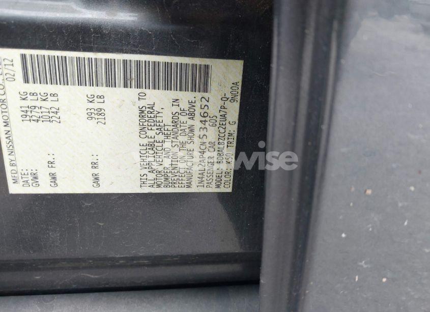 Photo 9 of 2012 Nissan Altima 2.5 S (VIN 1N4AL2AP4CN534652)