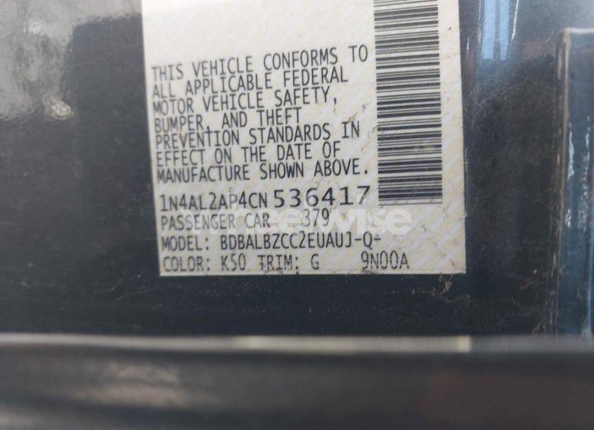 Photo 9 of 2012 Nissan Altima 2.5 S (VIN 1N4AL2AP4CN536417)