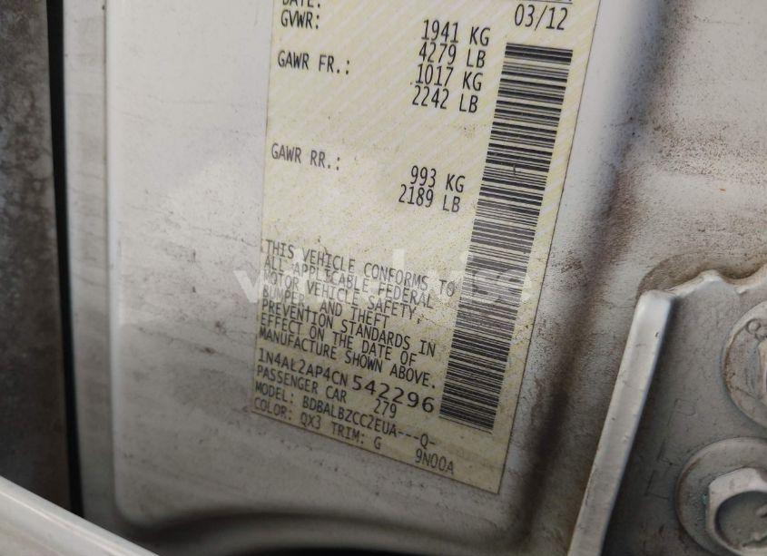 Photo 9 of 2012 Nissan Altima 2.5 S (VIN 1N4AL2AP4CN542296)