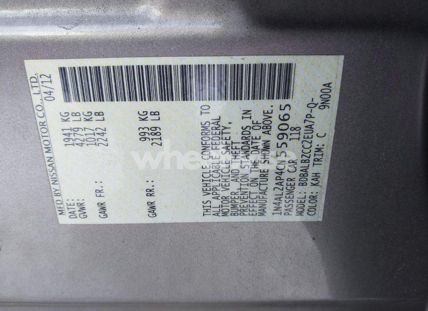 Photo 9 of 2012 Nissan Altima 2.5 S (VIN 1N4AL2AP4CN559065)