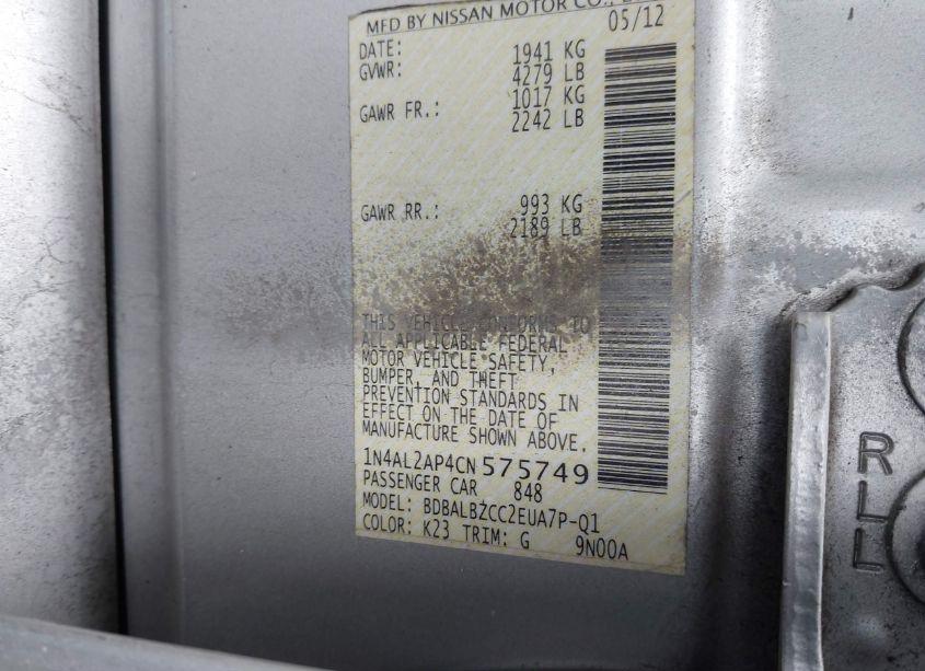 Photo 9 of 2012 Nissan Altima 2.5 S (VIN 1N4AL2AP4CN575749)