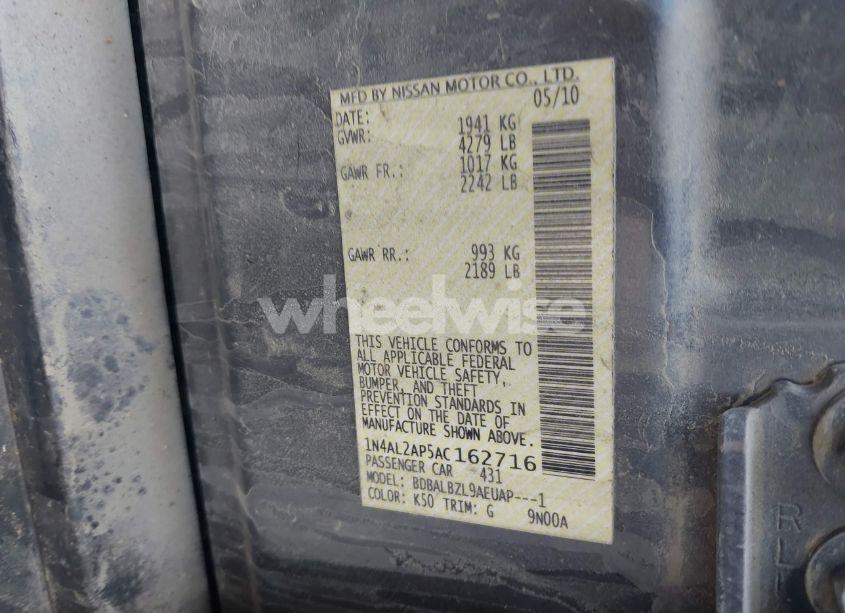 Photo 9 of 2010 Nissan Altima 2.5 S (VIN 1N4AL2AP5AC162716)