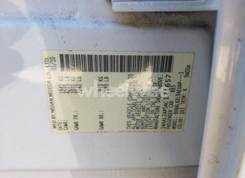 Photo 9 of 2010 Nissan Altima 2.5 S (VIN 1N4AL2AP5AC171657)