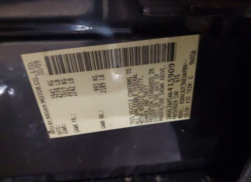 Photo 9 of 2010 Nissan Altima 2.5 SL (VIN 1N4AL2AP5AN415909)