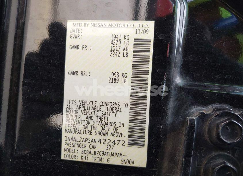 Photo 9 of 2010 Nissan Altima 2.5 S (VIN 1N4AL2AP5AN422472)