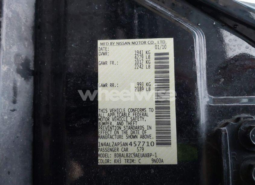 Photo 9 of 2010 Nissan Altima 2.5 S (VIN 1N4AL2AP5AN457710)