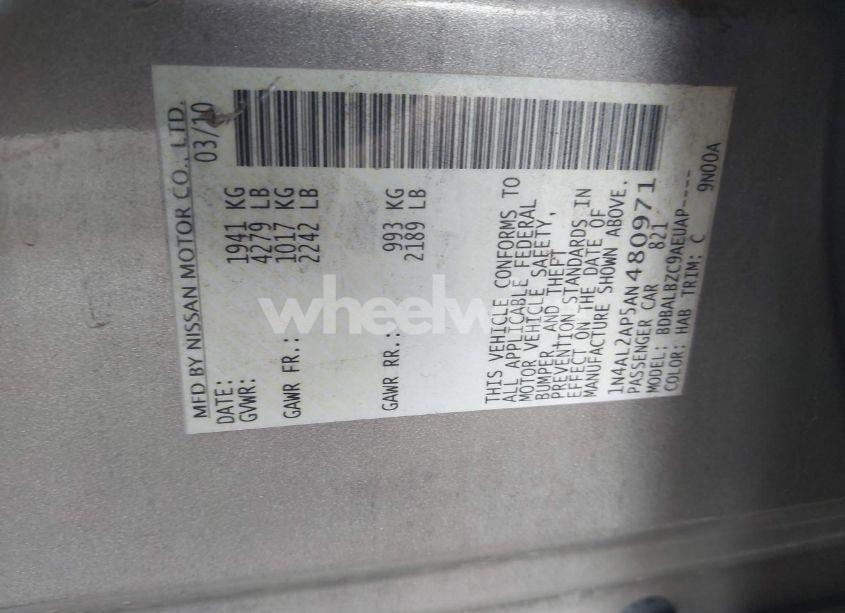 Photo 9 of 2010 Nissan Altima 2.5 S (VIN 1N4AL2AP5AN480971)