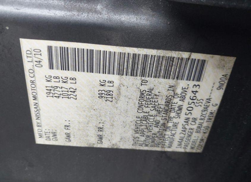 Photo 9 of 2010 Nissan Altima 2.5 S (VIN 1N4AL2AP5AN505643)