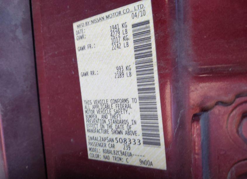 Photo 9 of 2010 Nissan Altima 2.5 S (VIN 1N4AL2AP5AN508333)