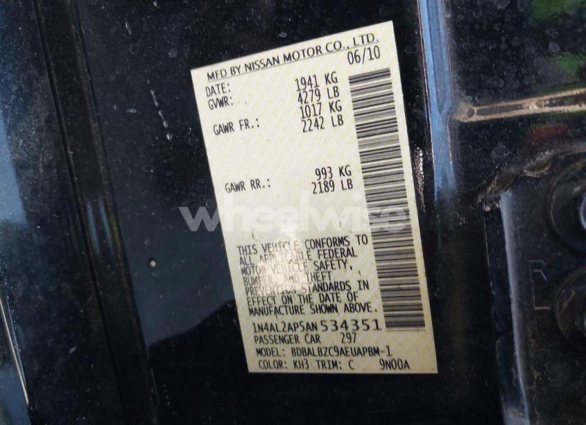 Photo 9 of 2010 Nissan Altima 2.5 S (VIN 1N4AL2AP5AN534351)