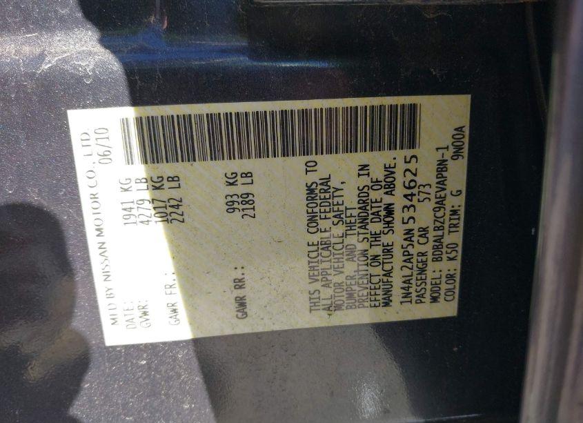 Photo 9 of 2010 Nissan Altima 2.5 S (VIN 1N4AL2AP5AN534625)