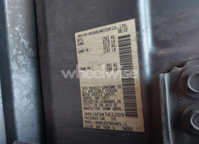 Photo 9 of 2010 Nissan Altima 2.5 S (VIN 1N4AL2AP5AN561209)