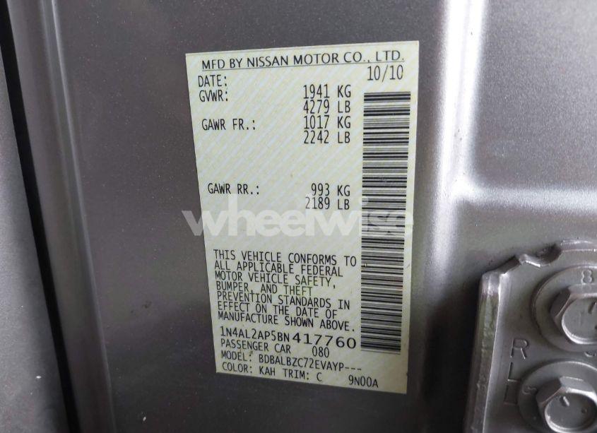 Photo 9 of 2011 Nissan Altima 2.5 S (VIN 1N4AL2AP5BN417760)