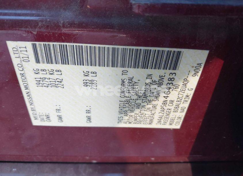 Photo 9 of 2011 Nissan Altima 2.5 S (VIN 1N4AL2AP5BN464383)