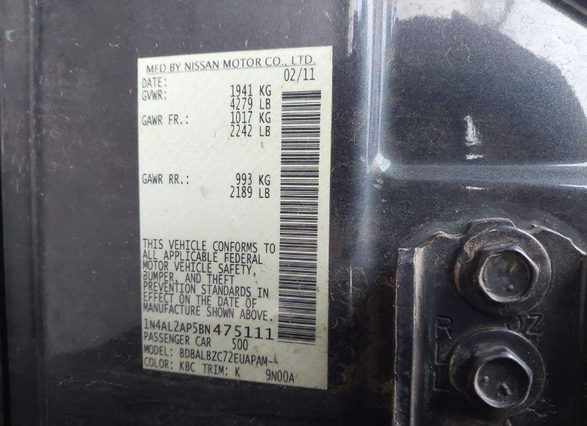 Photo 9 of 2011 Nissan Altima 2.5 S (VIN 1N4AL2AP5BN475111)