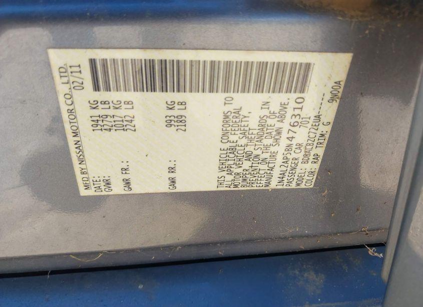 Photo 9 of 2011 Nissan Altima 2.5 S (VIN 1N4AL2AP5BN476310)