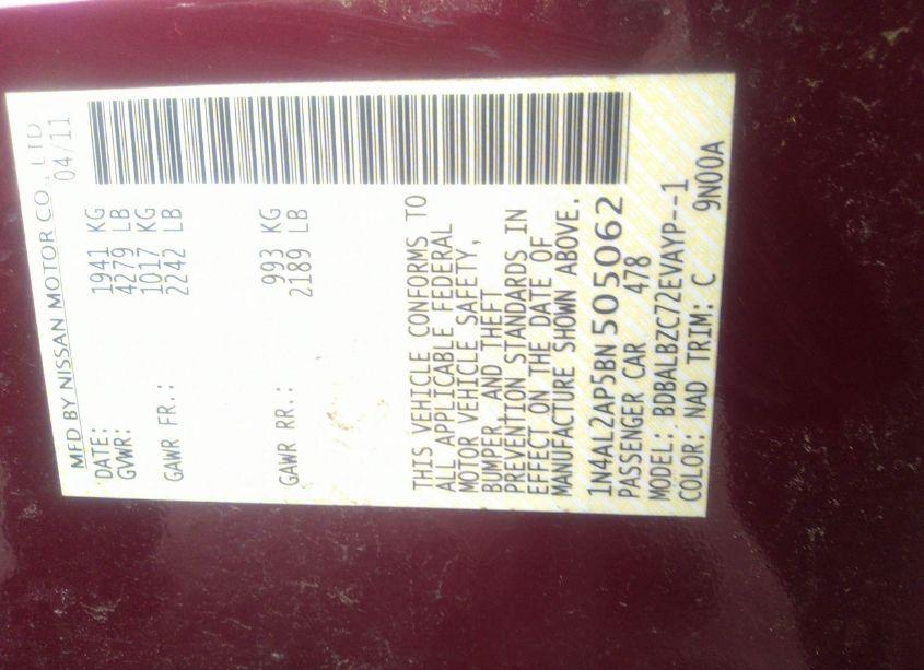 Photo 9 of 2011 Nissan Altima 2.5 S (VIN 1N4AL2AP5BN505062)