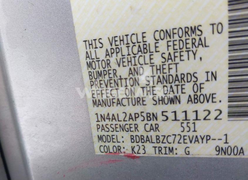 Photo 9 of 2011 Nissan Altima 2.5 S (VIN 1N4AL2AP5BN511122)