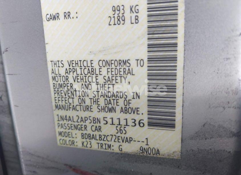 Photo 9 of 2011 Nissan Altima 2.5 S (VIN 1N4AL2AP5BN511136)