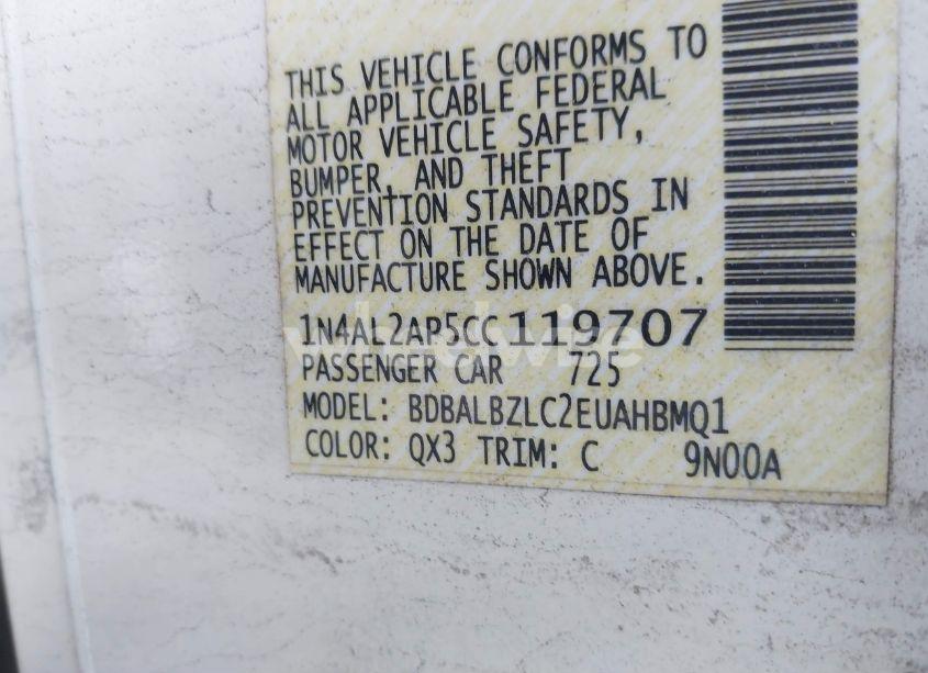 Photo 9 of 2012 Nissan Altima 2.5 SL (VIN 1N4AL2AP5CC119707)