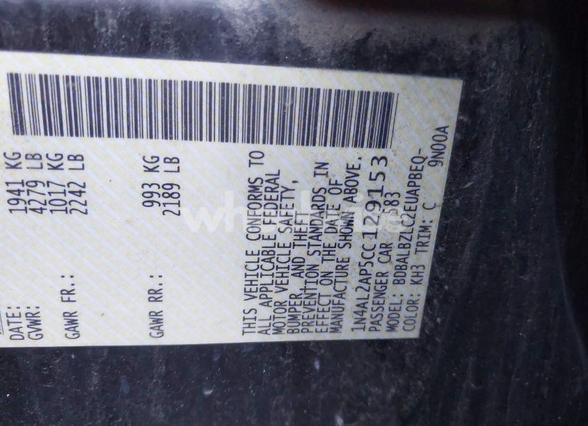 Photo 9 of 2012 Nissan Altima 2.5 S (VIN 1N4AL2AP5CC129153)