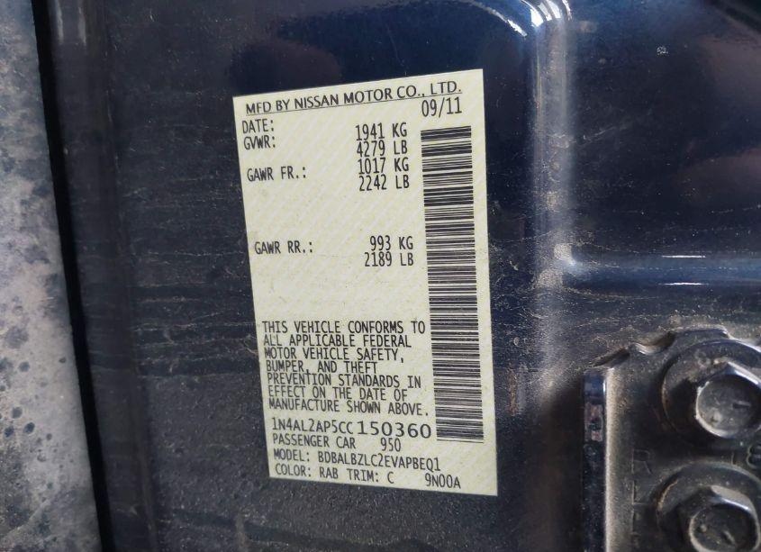 Photo 9 of 2012 Nissan Altima 2.5 S (VIN 1N4AL2AP5CC150360)