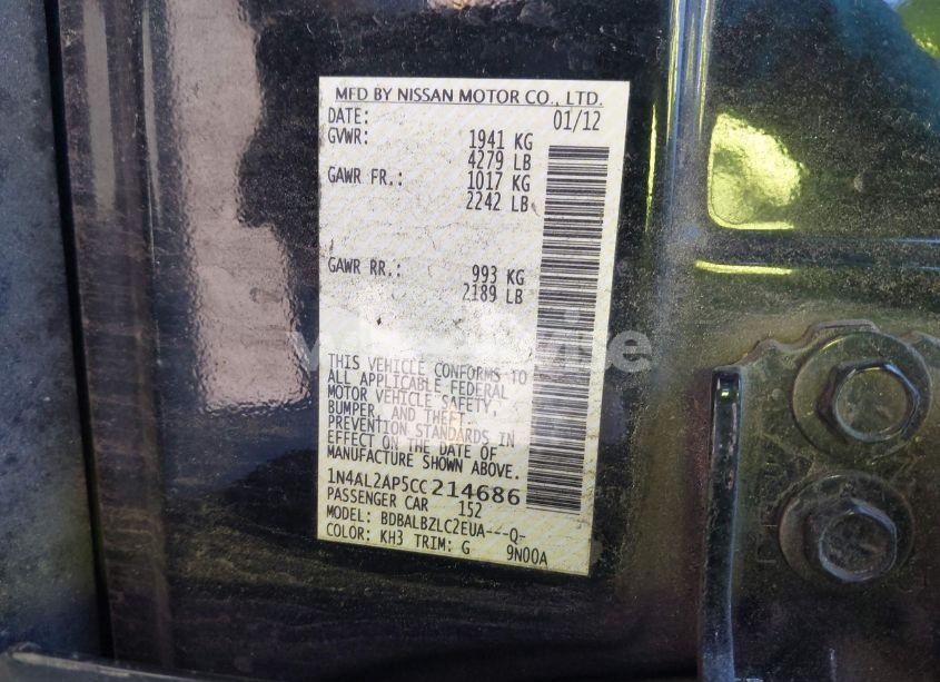 Photo 9 of 2012 Nissan Altima 2.5 S (VIN 1N4AL2AP5CC214686)