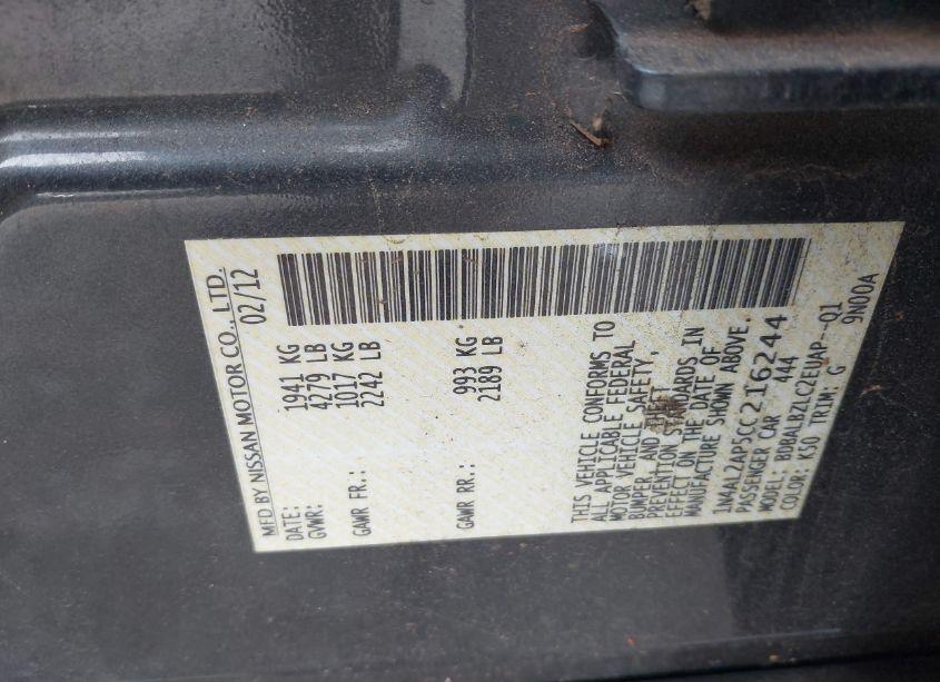 Photo 9 of 2012 Nissan Altima 2.5 S (VIN 1N4AL2AP5CC216244)