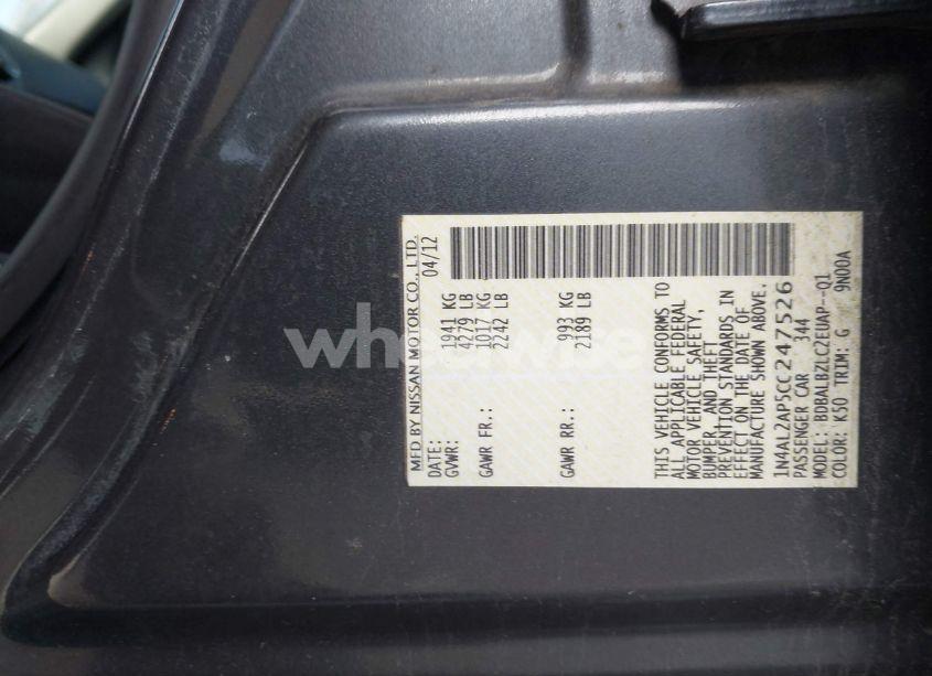 Photo 9 of 2012 Nissan Altima 2.5 S (VIN 1N4AL2AP5CC247526)